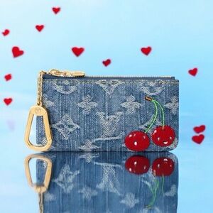 🆕💞LOUIS VUITTON x T MURAKAMI Re-Edition Monogram Cherry Denim Key Pouch GHW BNWT